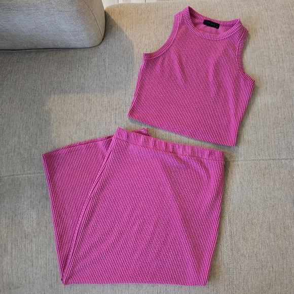 21 Saints Pink Stretch Crop Top & Skirt Set - Picture 3 of 4